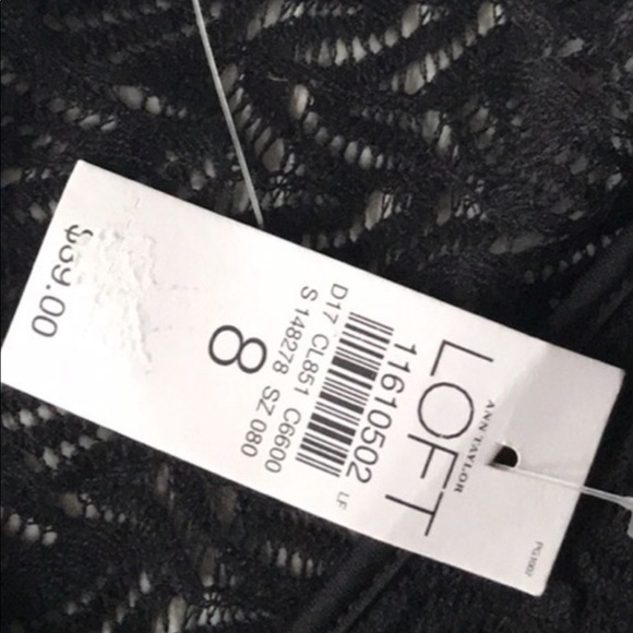 Loft crossover tie waist black lace dress NWT - Picture 10 of 10